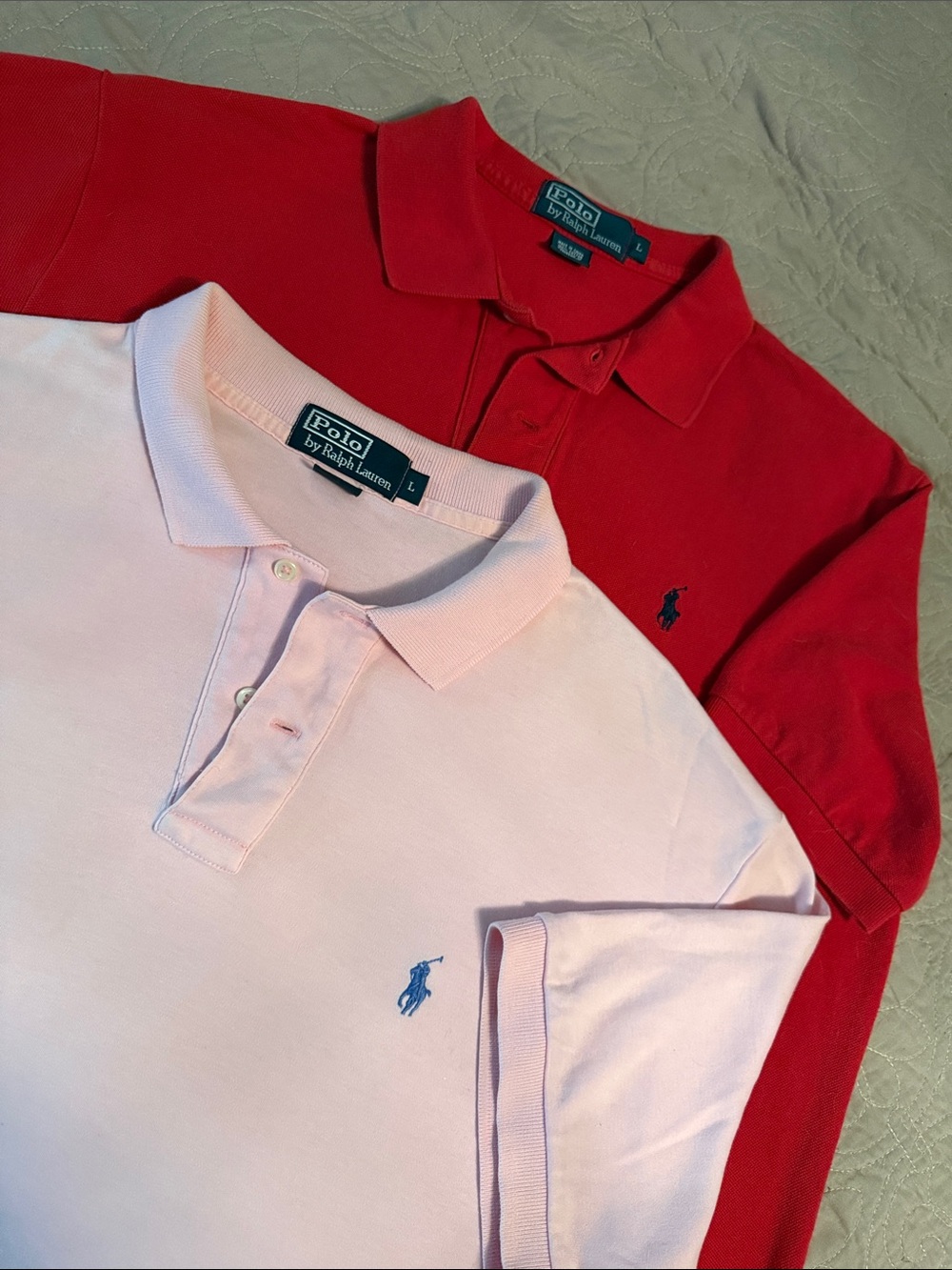 Polo by Ralph Lauren Men’s Polo Shirts - Red & Light Pink